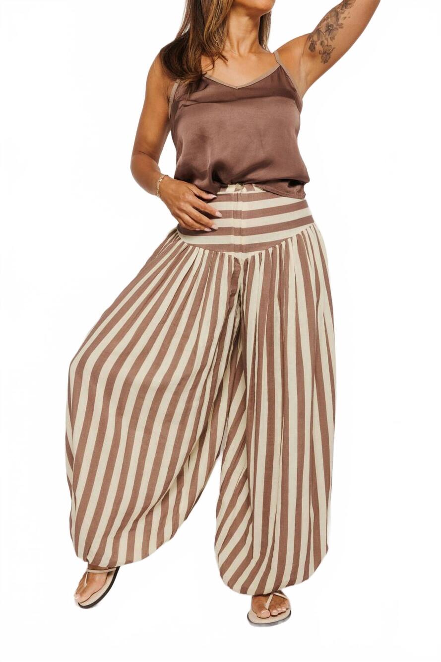 NEW TACH nova baggy striped pant in brown